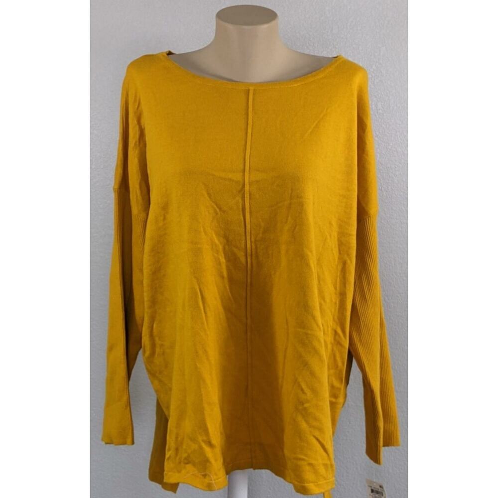 Style & Co Tunic Sweater Golden Sunrise Front Seam 2X Women's Boatneck Yellow